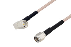 SMA Male Right Angle to SMA Male Cable 24 Inch Length Using RG316-DS Coax with HeatShrink