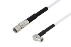 10-32 Male to SMB Plug Right Angle Cable 48 Inch Length Using RG188-DS Coax with HeatShrink