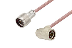 N Male to N Male Right Angle Cable 60 Inch Length Using RG142 Coax