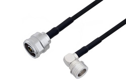 N Male to QN Male Right Angle Cable 24 Inch Length Using RG223 Coax with HeatShrink, LF Solder