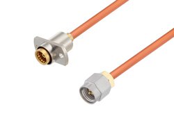 Slide-On BMA Jack 2 Hole Flange to SMA Male Cable 150 cm Length Using RG402 Coax
