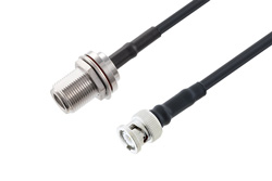 N Female Bulkhead to BNC Male Low Loss Cable 12 Inch Length Using LMR-200 Coax with HeatShrink