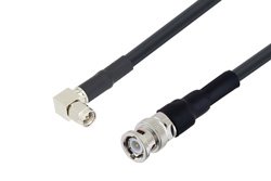 BNC Male to SMA Male Right Angle Cable Using LMR-240-UF Coax with HeatShrink