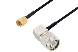 SMA Male to TNC Male Right Angle Cable 60 Inch Length Using PE-SR405FLJ Coax