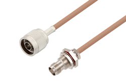 N Male to TNC Female Bulkhead Cable 48 Inch Length Using RG400 Coax