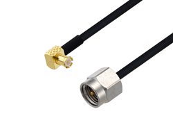 MCX Plug Right Angle to SMA Male Cable Using PE-SR405FLJ Coax