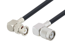 BNC Male Right Angle to TNC Male Right Angle Cable 100 cm Using LMR-240-UF Coax