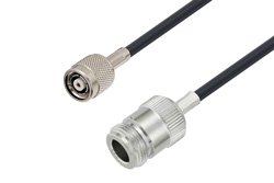 Reverse Polarity TNC Male to N Female Low Loss Cable 12 Inch Length Using LMR-195 Coax , LF Solder