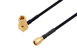SMC Plug Right Angle to SMC Plug Cable 18 Inch Using PE-SR405FLJ Coax
