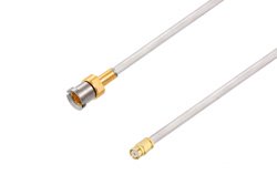 Smooth Bore SMP Male Bulkhead to SMP Female Cable 50 cm Using PE-SR405AL Coax