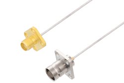 SMA Female 4 Hole Flange to BNC Female 4 Hole Flange Cable Using PE-SR047AL Coax
