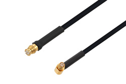 SMP Female Right Angle to Push-On SMP Female Cable Using PE-SR405FLJ Coax