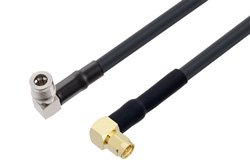 QMA Male Right Angle to SMA Male Right Angle Cable 18 Inch Using LMR-240-UF Coax