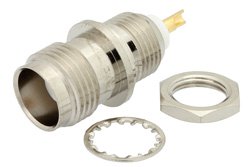 TNC Female Bulkhead Mount Connector Solder Attachment Solder Cup Terminal, .410 inch D Hole