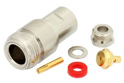 N Female Connector Clamp/Solder Attachment For PE-SR405AL, PE-SR405FL, RG405