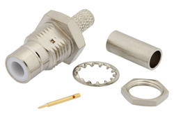 75 Ohm SMB Jack Bulkhead Connector Crimp/Solder Attachment For RG180, RG195, .285 inch D Hole