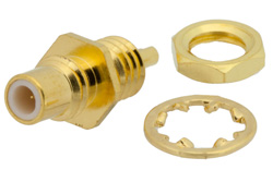 SMC Jack Bulkhead Mount Connector Solder Attachment Solder Cup Terminal, .177 inch D Hole, Front Mount