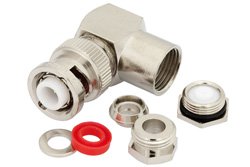 MHV Male Right Angle Connector Clamp/Solder Attachment for RG58, RG55, RG141, RG142, RG223, RG400, RG303, PE-C195, PE-P195, LMR-195