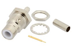 75 Ohm SMB Jack Bulkhead Mount Connector Crimp/Solder Attachment for RG179, RG187, .285 inch D Hole