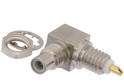 SMC Jack Right Angle Bulkhead Mount Connector Solder Attachment Solder Cup Terminal, .177 inch D Hole