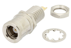 SMB Plug Bulkhead Mount Connector Solder Attachment Solder Cup Terminal, .177 inch D Hole