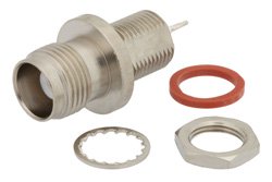 TNC Female Bulkhead Mount Hermetically Sealed Connector Solder Attachment Eyelet Terminal, .350 inch D Hole