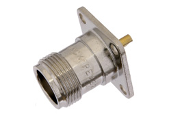 SC Female Connector Solder Attachment 4 Hole Flange Mount Solder Cup Terminal, .718 inch Hole Spacing