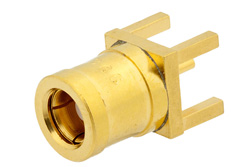 SMB Plug Connector Solder Attachment Thru Hole PCB, .200 inch x .067 inch Hole Spacing