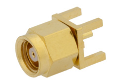 SMC Plug Connector Solder Attachment Thru Hole PCB, .200 inch x .067 inch Hole Spacing