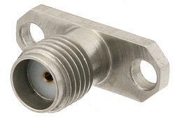 SMA Female Field Replaceable Connector With EMI Gasket 2 Hole Flange Mount .018 inch Pin