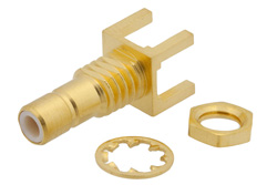 SMB Jack Bulkhead Mount Connector Solder Attachment Thru Hole PCB, .177 inch D Hole