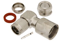 75 Ohm TNC Male Right Angle Connector Clamp/Solder Attachment for RG6