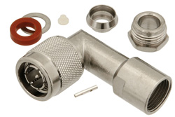 75 Ohm TNC Male Right Angle Connector Clamp/Solder Attachment for RG59B/U, RG62, RG71
