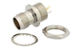 75 Ohm TNC Female Bulkhead Isolated Ground Connector Solder Attachment Solder Cup Terminal, .480 inch D Hole