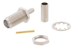 RT SMA Female Bulkhead Connector Crimp/Solder Attachment For RG174, RG316, RG188, .235 inch D Hole