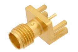 SMA Female Connector Solder Attachment .047 inch End Launch PCB, .030 inch Pin Diameter
