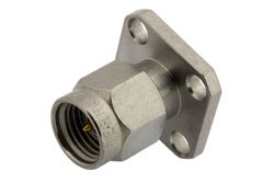 2.92mm Male Connector Field Replaceable Attachment 4 Hole Flange 0.012 inch Pin, .340 inch Hole Spacing