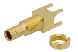 1.0/2.3 Jack Bulkhead Mount Connector Solder Attachment Thru Hole PCB, .220 inch Diameter