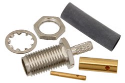 SMA Female Bulkhead Connector Solder Attachment For RG188-DS, RG316-DS, .235 inch D Hole