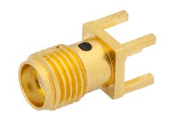 SMA Female Connector Solder Attachment Thru Hole PCB, .200 inch x .067 inch Hole Spacing