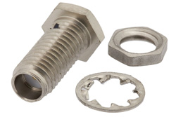 SSMA Female Bulkhead Mount Connector Solder Attachment Solder Cup Terminal, .177 inch D Hole