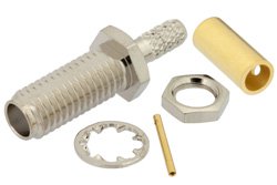 SSMA Female Bulkhead Connector Solder Attachment For RG188-DS, RG316-DS, .177 inch D Hole