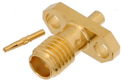 SSMA Female Connector Solder Attachment 2 Hole Flange Mount for PE-047SR, PE-SR047AL, PE-SR047FL, .328 inch Hole Spacing