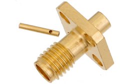 SSMA Female Connector Solder Attachment 4 Hole Flange For PE-SR405AL, PE-SR405FL, RG405, .232 inch Hole Spacing