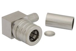 QMA Male Right Angle Connector Crimp/Solder Attachment for PE-C195, PE-P195, RG58, RG141, RG303, LMR-195, 0.195 inch