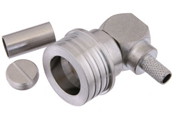 QN Male Right Angle Connector Crimp/Solder Attachment for RG55, RG141, RG142, RG223, RG400, IP68