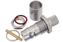 QN Female Bulkhead Connector Crimp/Solder Attachment For RG214, RG225, .500 inch Diameter