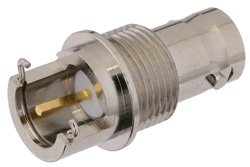BNC Female Bulkhead Mount Connector Solder Attachment End Launch PCB, .500 inch Diameter
