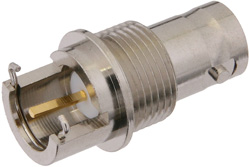 75 Ohm BNC Female Bulkhead Mount Connector Solder Attachment End Launch PCB, .500 inch Diameter