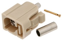FAKRA Jack Connector Crimp/Solder Attachment for RG174, RG316, RG188, .100 inch, PE-B100, PE-C100, LMR-100, Beige Color